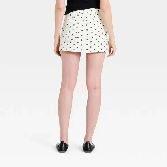 Universal Thread - Women's Polka Dot Mini Denim Skirt - Universal Thr White - Picture 2 of 4